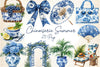 Blue Chinoiserie Summer Clipart Bundle 3