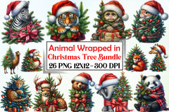 Animal Christmas Tree Clipart Bundle 1 - CraftNest - Digital Crafting and Art