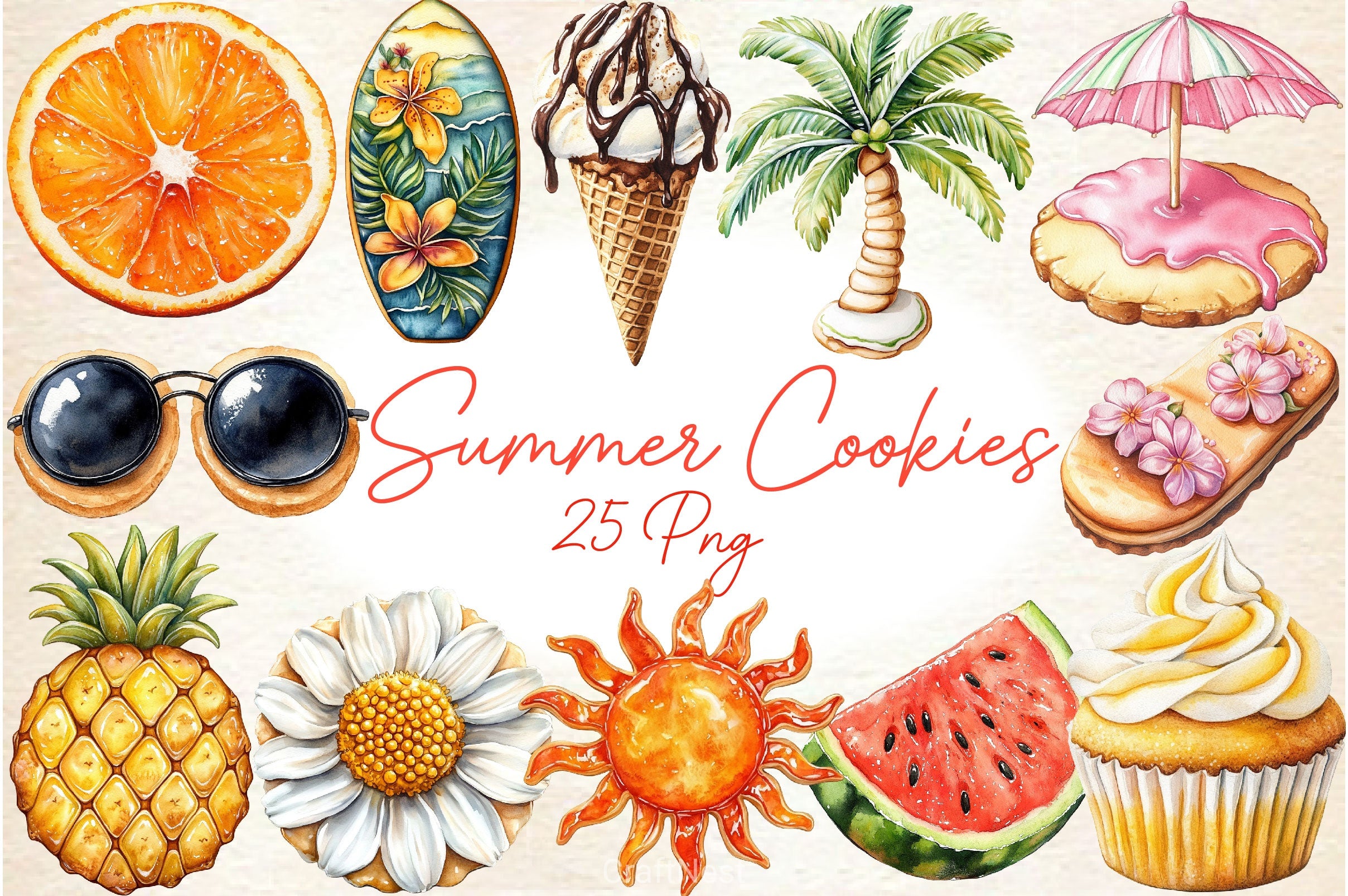 Summer Cookies Clipart Bundle 2 - CraftNest - Digital Crafting and Art