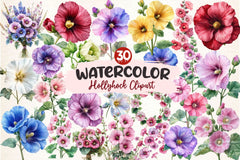 Hollyhock Clipart Bundle - CraftNest - Digital Crafting and Art