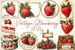 Vintage Strawberry Clipart Bundle - CraftNest - Digital Crafting and Art