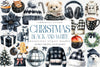 Black and White Christmas Clipart Bundle: Monochrome Winter Holiday Decor