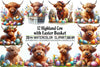Highland Cow Easter Basket Clipart Bundle
