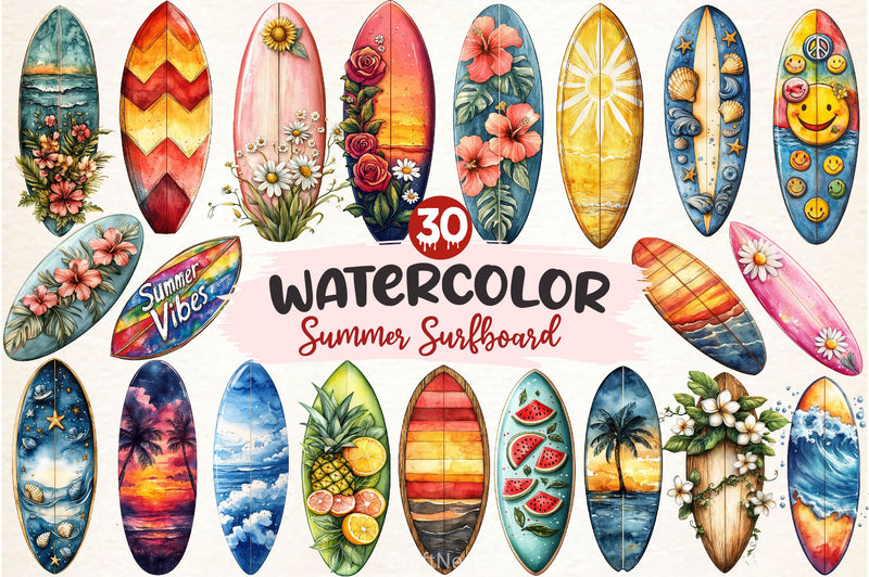 Summer Surfboard Clipart Bundle 2 - CraftNest - Digital Crafting and Art