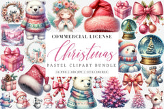 Silver Pink Christmas Pastel Decoration Clipart Bundle - CraftNest - Digital Crafting and Art