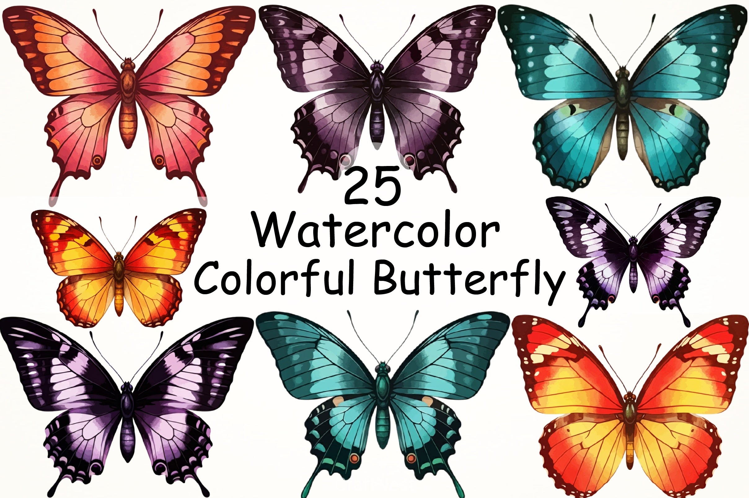 Colorful Butterfly Clipart Bundle - CraftNest - Digital Crafting and Art