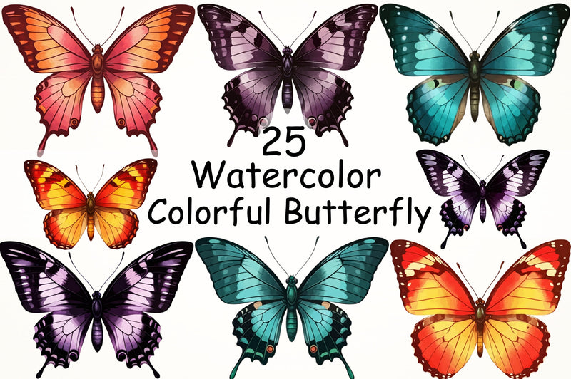 Colorful Butterfly Clipart Bundle - CraftNest - Digital Crafting and Art