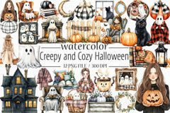 Creepy Cozy Halloween Clipart Bundle - CraftNest - Digital Crafting and Art