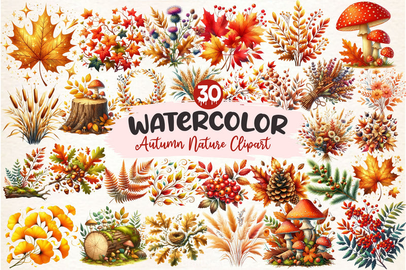 Autumn Nature Clipart Bundle - CraftNest - Digital Crafting and Art