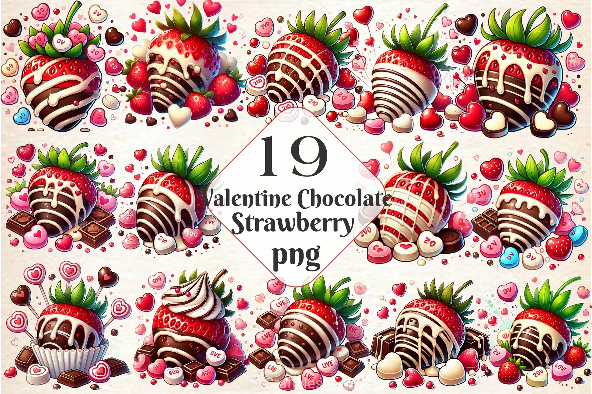 Valentine Chocolate Strawberry Clipart Bundle - CraftNest - Digital Crafting and Art