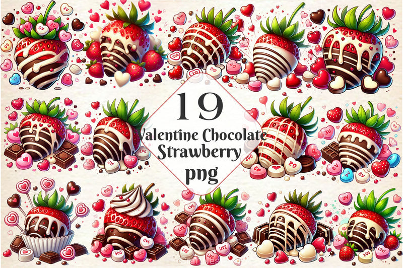 Valentine Chocolate Strawberry Clipart Bundle - CraftNest - Digital Crafting and Art