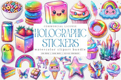 Holographic Stickers Clipart Bundle - CraftNest - Digital Crafting and Art