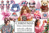 Pink Chinoiserie Christmas Clipart Bundle