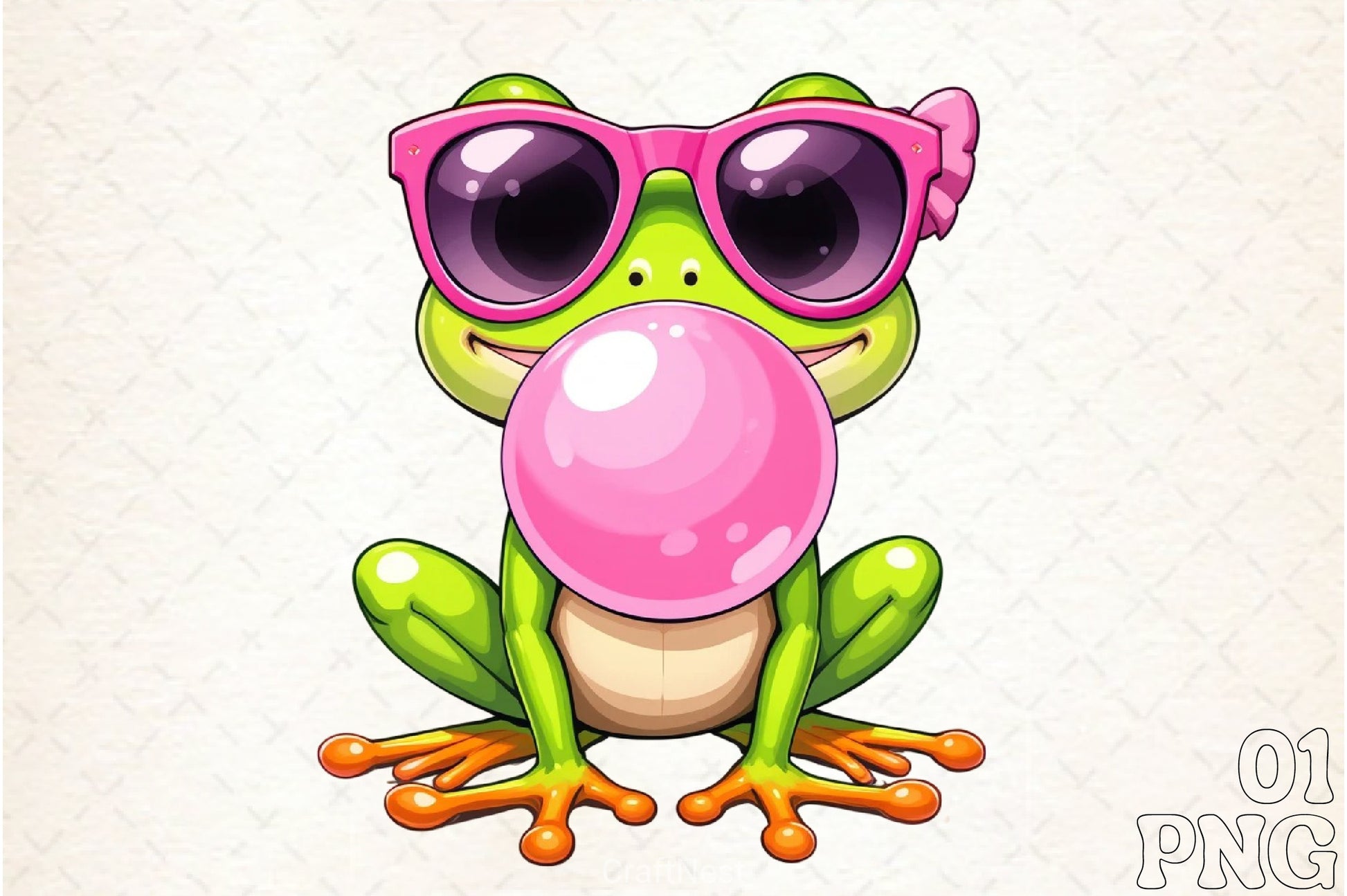 Retro Frog Bubblegum Clipart Bundle - CraftNest - Digital Crafting and Art