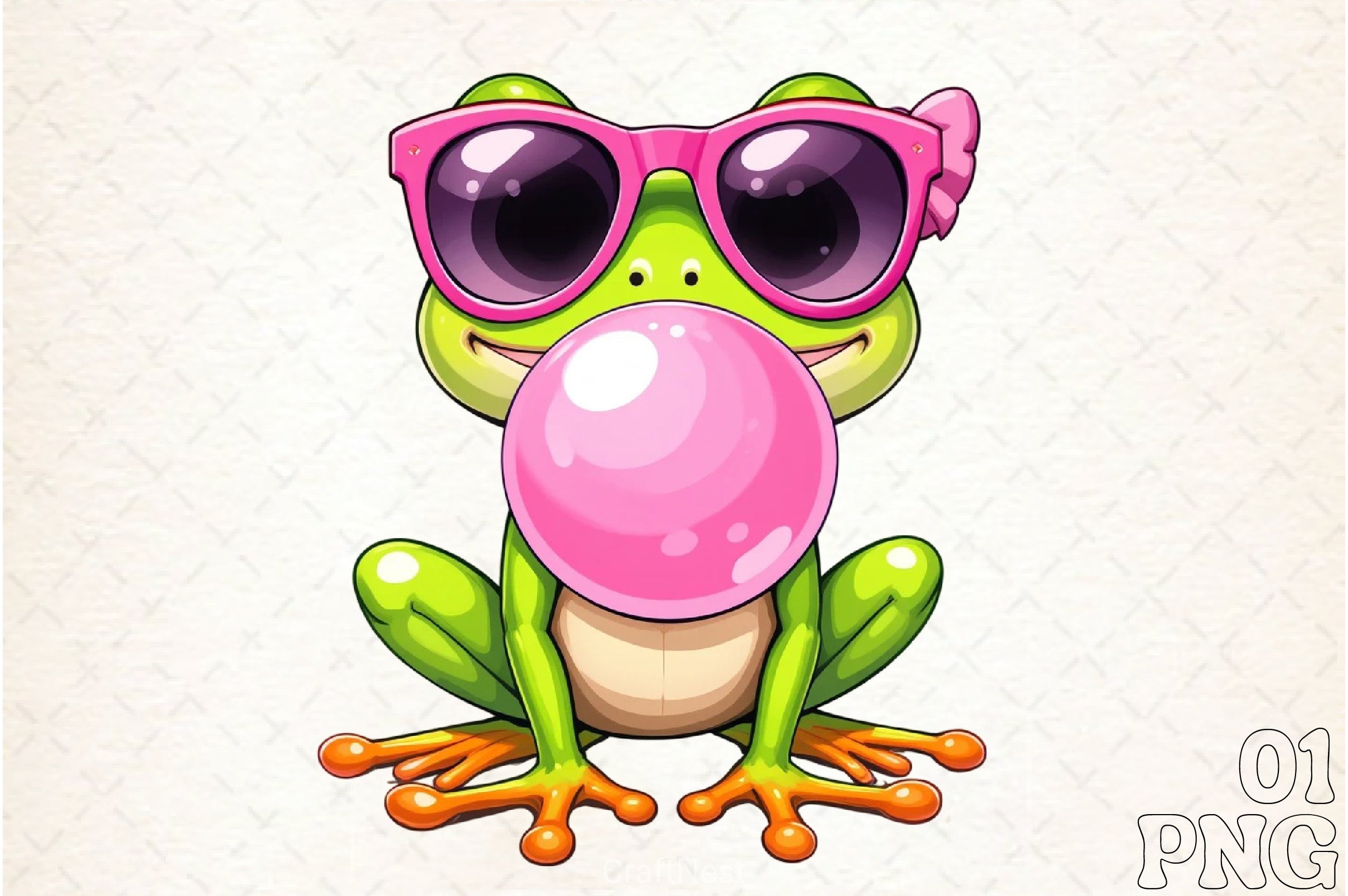 Retro Frog Bubblegum Clipart Bundle - CraftNest - Digital Crafting and Art
