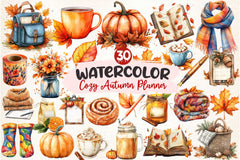 Cozy Autumn Planner Clipart Bundle - CraftNest - Digital Crafting and Art