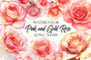 Pink Gold Rose Clipart Bundle
