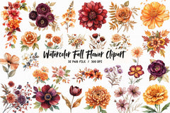 Fall Flower Clipart Bundle 2 - CraftNest - Digital Crafting and Art