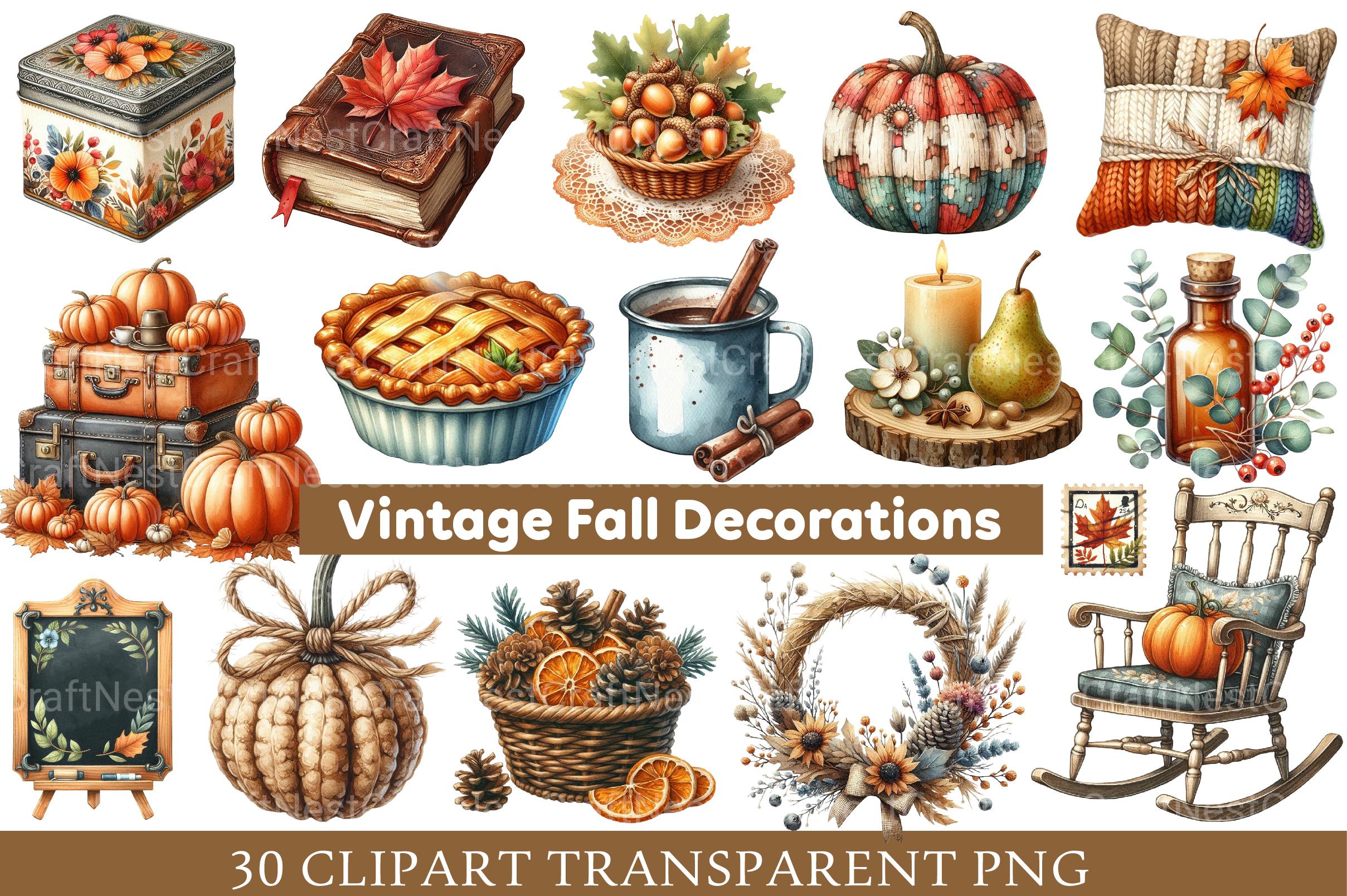 Vintage Fall Decorations Clipart - CraftNest - Digital Crafting and Art