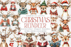 Quirky Christmas Reindeer Clipart Bundle - CraftNest - Digital Crafting and Art