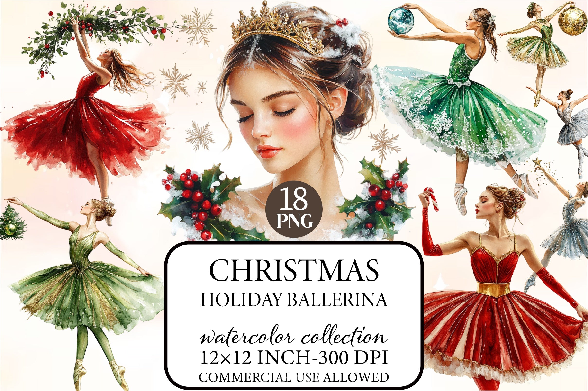 Christmas Ballerina Clipart Bundle - CraftNest - Digital Crafting and Art