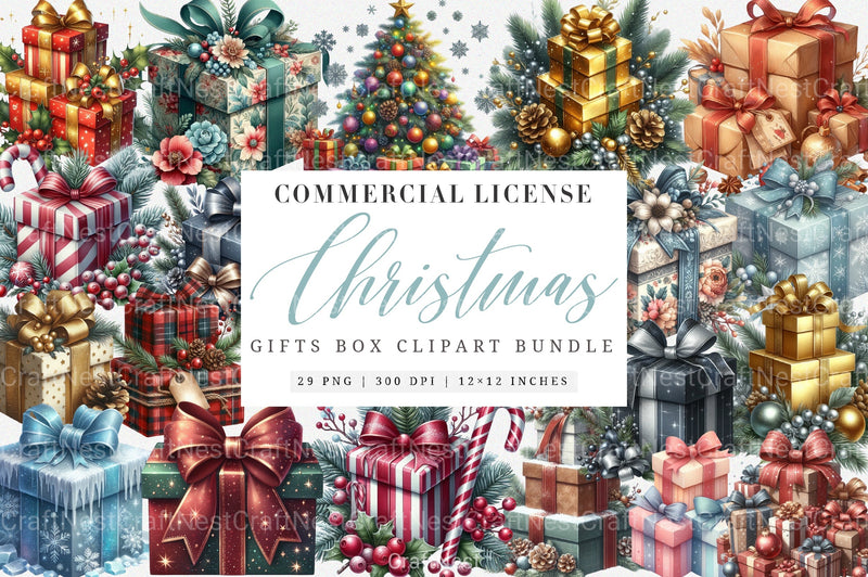Christmas Presents & Gifts Clipart Bundle for Commercial Use - CraftNest - Digital Crafting and Art