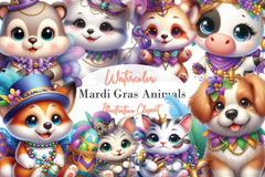 Mardi Gras Animals Clipart Bundle 1 - CraftNest - Digital Crafting and Art