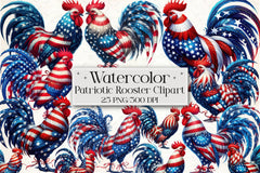 Patriotic Rooster Clipart Bundle 4 - CraftNest - Digital Crafting and Art
