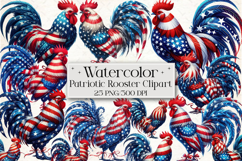 Patriotic Rooster Clipart Bundle 4 - CraftNest - Digital Crafting and Art