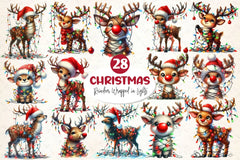 Cute Reindeer Christmas Clipart Bundle 12 - CraftNest - Digital Crafting and Art