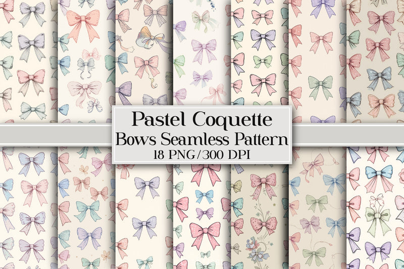 Pastel Coquette Bows Pattern Paper - CraftNest - Digital Crafting and Art