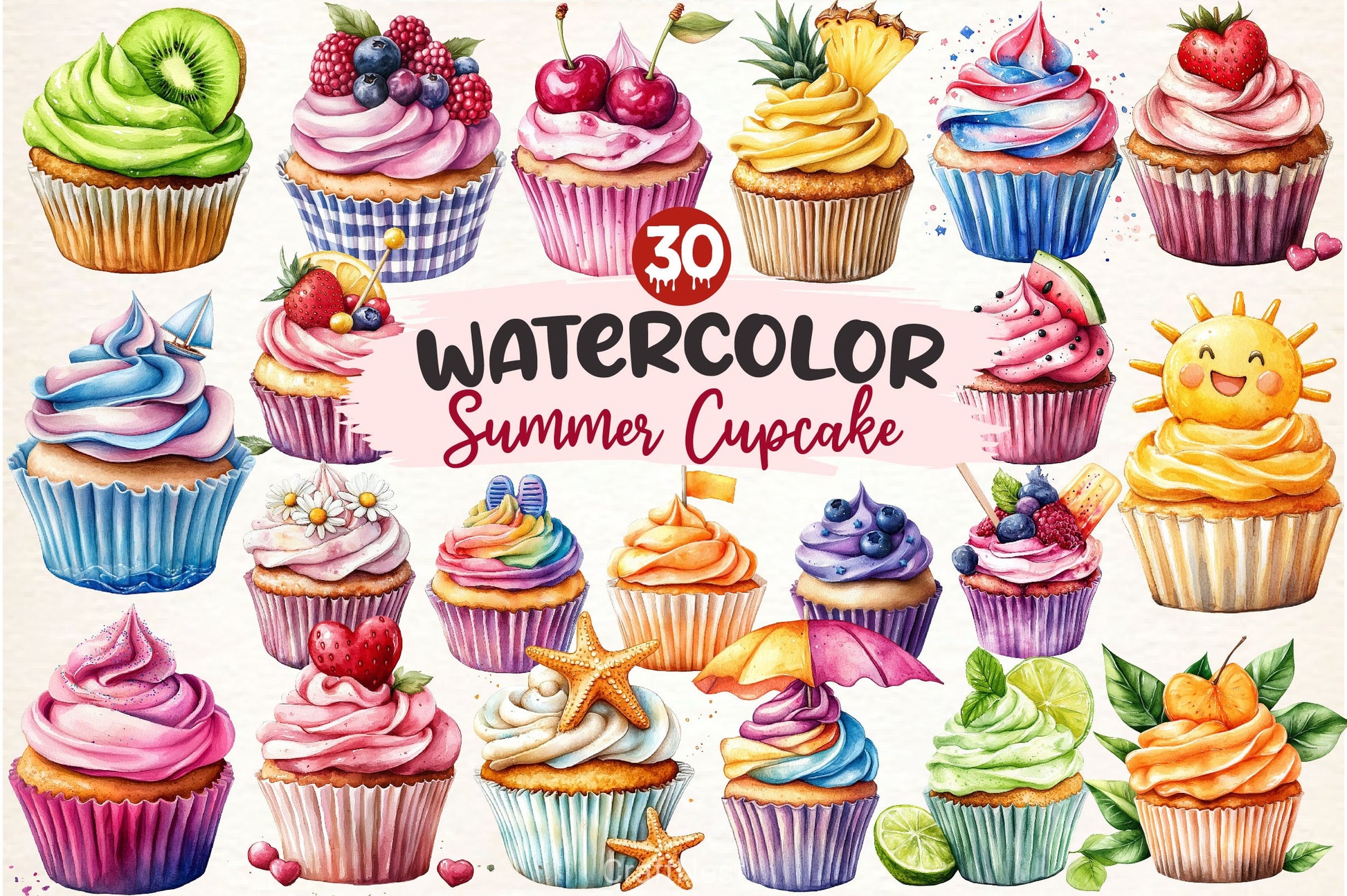 Summer Cupcake Clipart Bundle 2 - CraftNest - Digital Crafting and Art