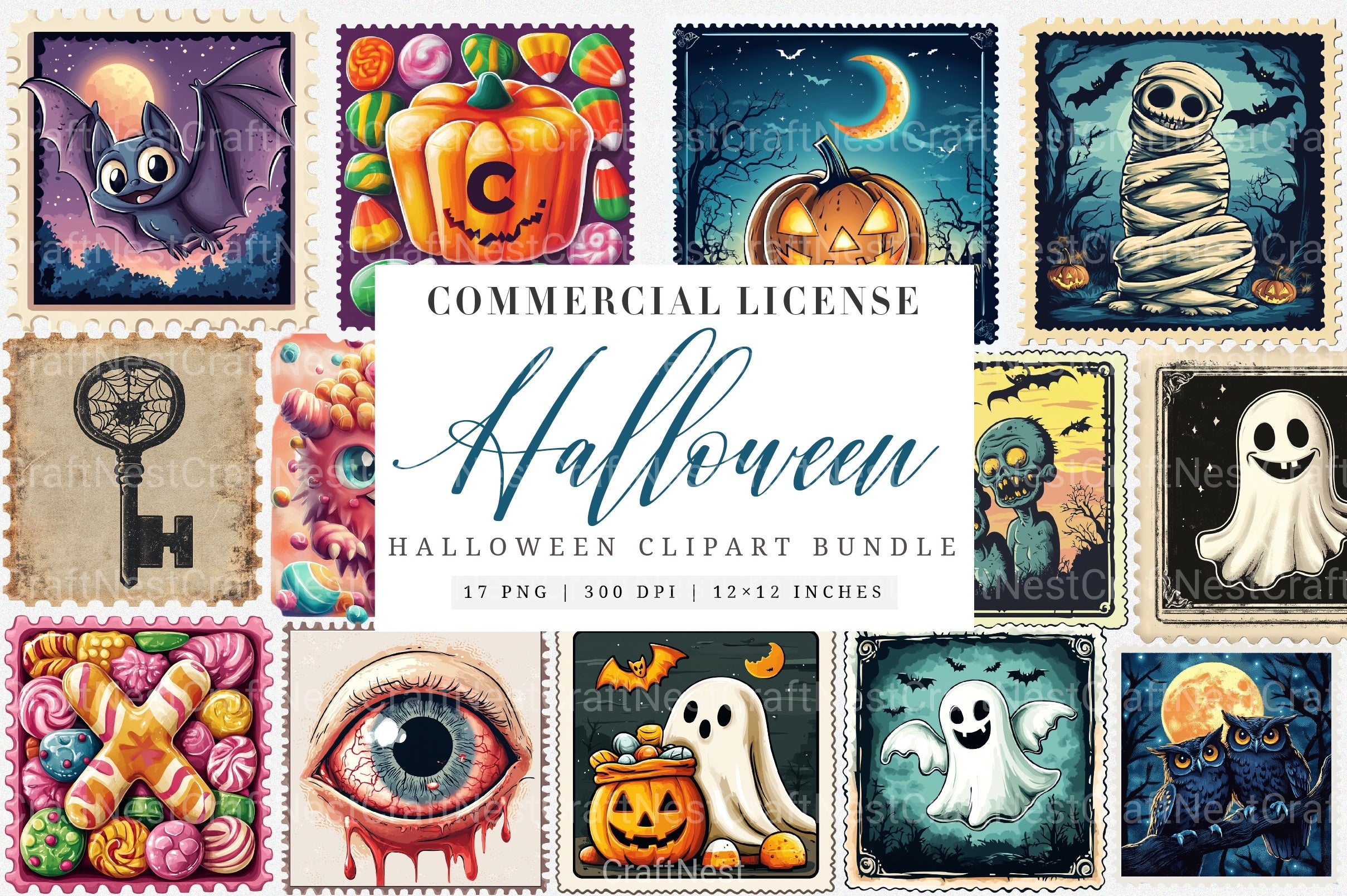 Cute Halloween Alphabet Clipart Bundle - CraftNest - Digital Crafting and Art