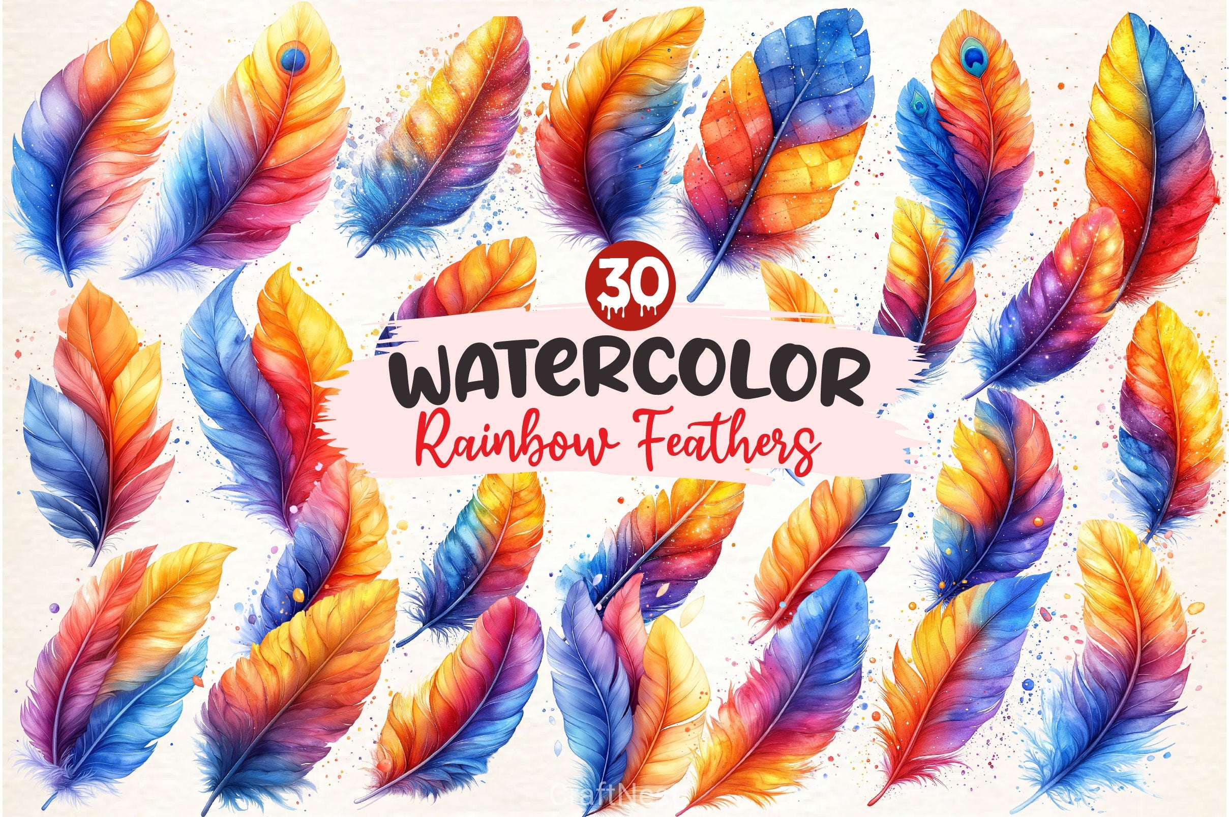 Rainbow Feathers Clipart Bundle - CraftNest - Digital Crafting and Art