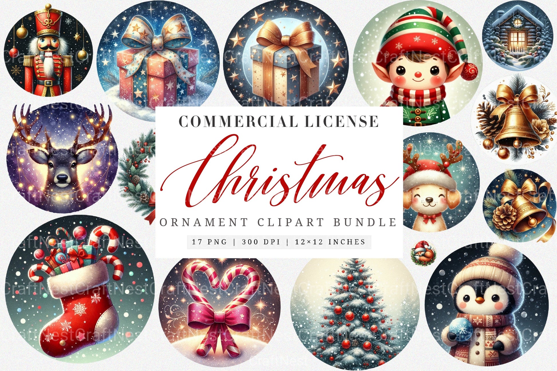Christmas Ornament & Photo Memorial Design Keyfob Clipart Bundle - CraftNest - Digital Crafting and Art