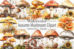 Autumn Mushroom Clipart Bundle - CraftNest - Digital Crafting and Art
