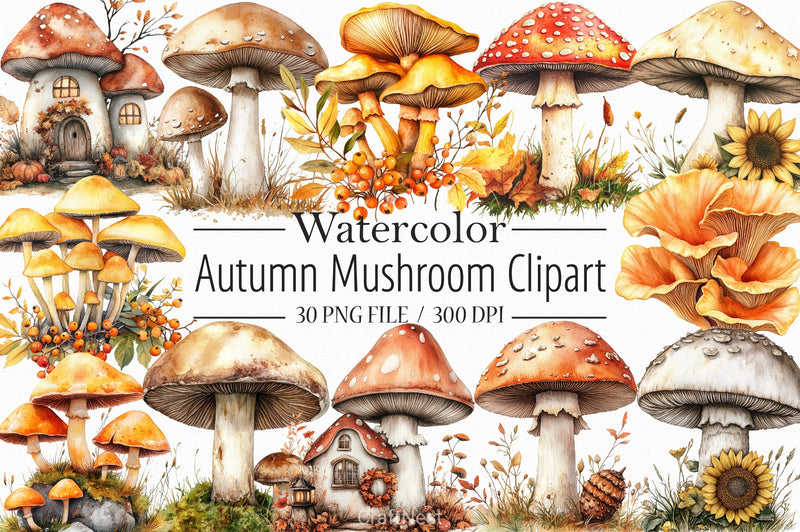 Autumn Mushroom Clipart Bundle - CraftNest - Digital Crafting and Art