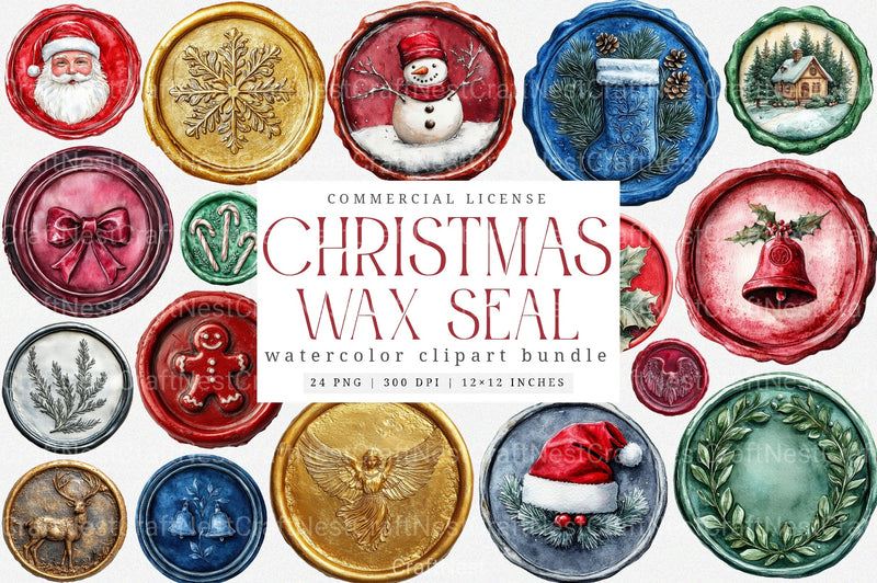 Christmas Wax Seal Clipart Bundle - CraftNest - Digital Crafting and Art
