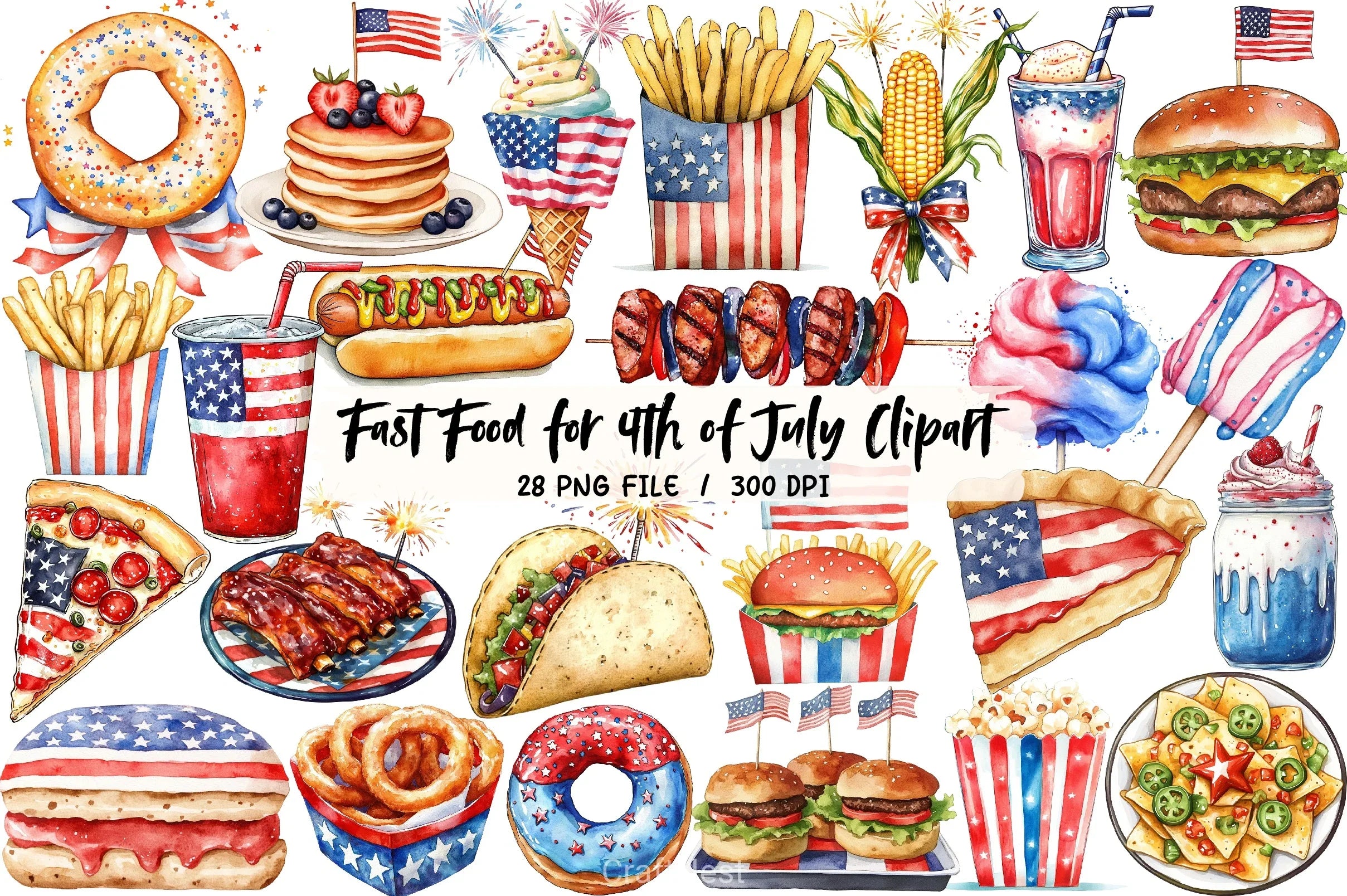 Fast Food 4th of July Clipart Bundle