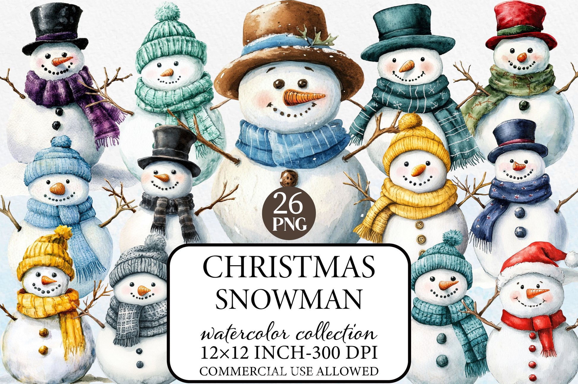 Christmas Snowman Clipart Bundle 14 - CraftNest - Digital Crafting and Art
