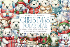 Polar Bear Christmas Clipart Bundle 6 - CraftNest - Digital Crafting and Art