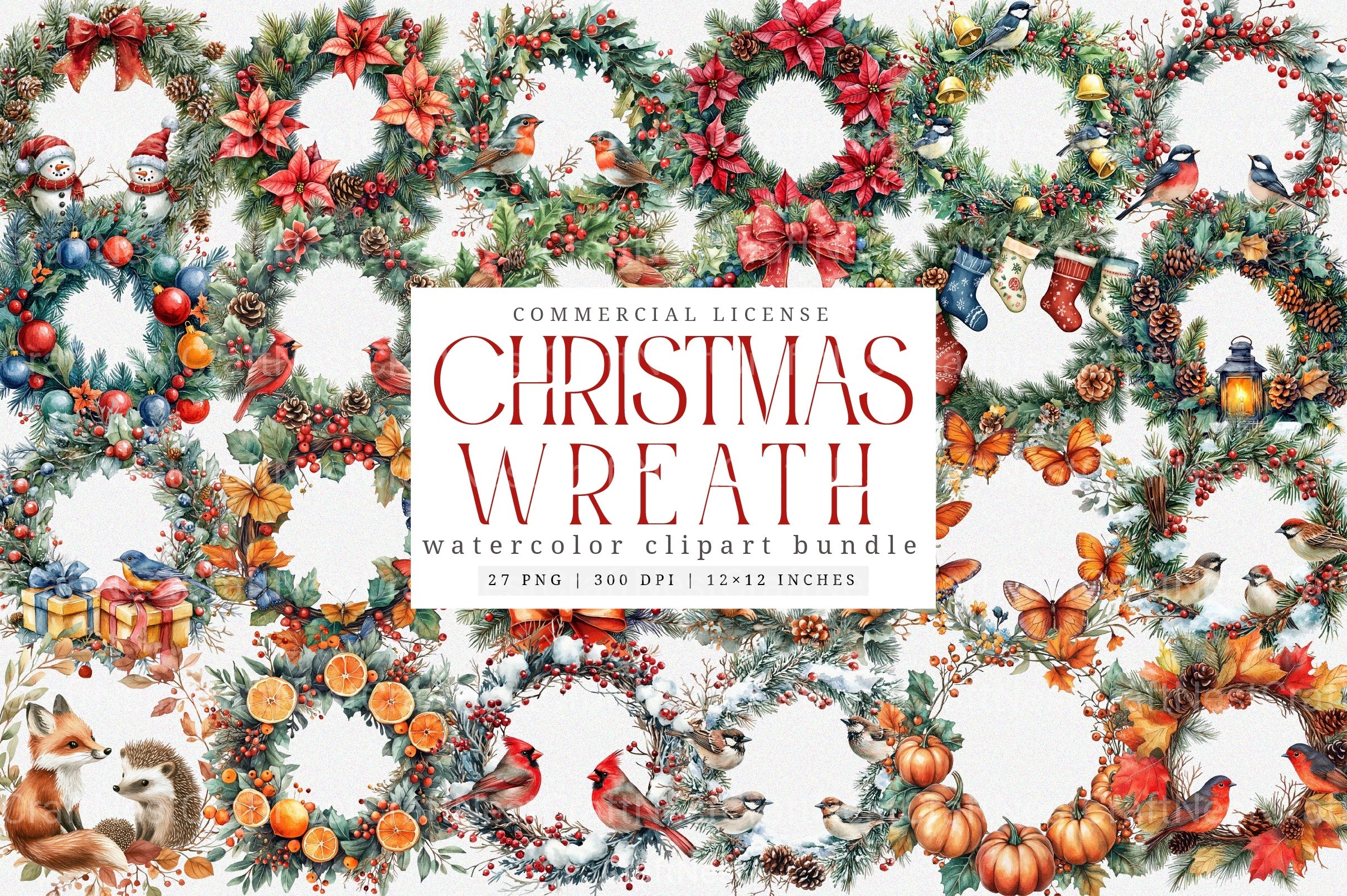 Christmas Wreath Clipart Bundle 88 - CraftNest - Digital Crafting and Art