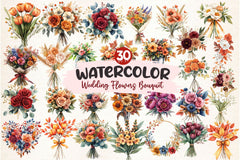 Autumn Wedding Flowers Bouquet Clipart Bundle 2 - CraftNest - Digital Crafting and Art