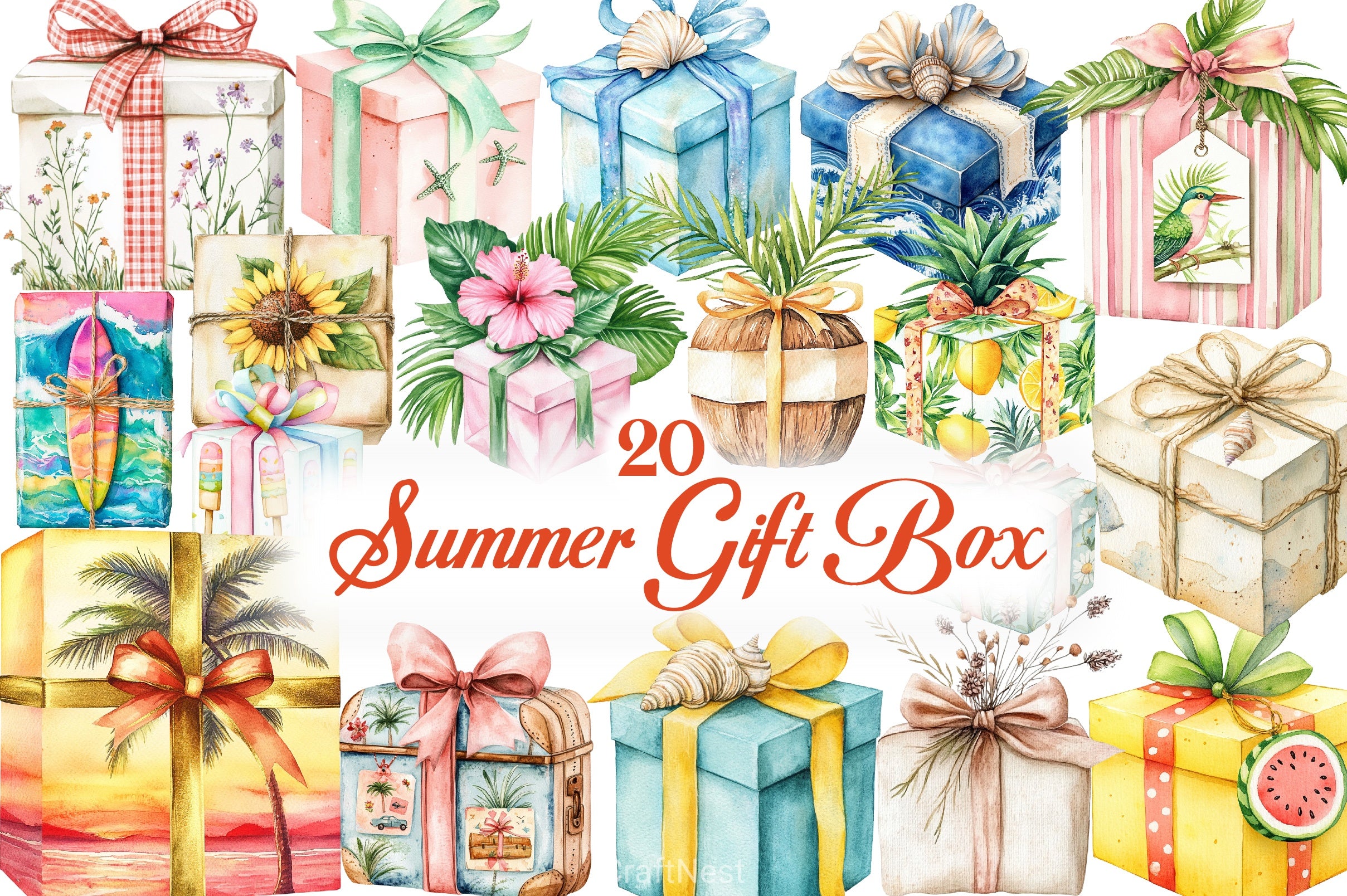 Summer Gift Box Clipart Bundle - CraftNest - Digital Crafting and Art