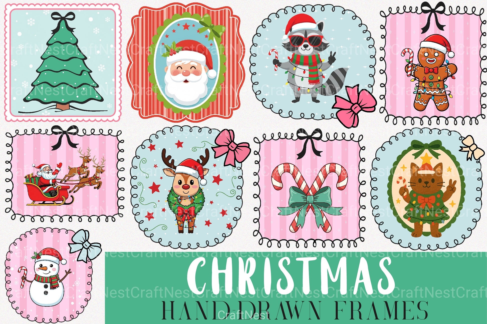 Christmas Coquette Frame Clipart Bundle - CraftNest - Digital Crafting and Art