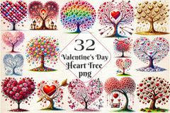 Valentine's Day Heart Tree Clipart Bundle 2 - CraftNest - Digital Crafting and Art