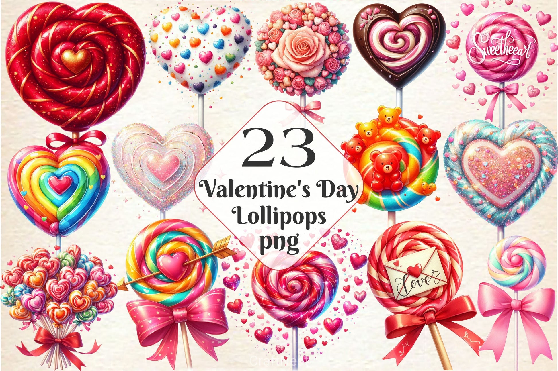 Valentine Lollipops Clipart Bundle 2 - CraftNest - Digital Crafting and Art