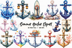 Summer Anchor Clipart Bundle 3 - CraftNest - Digital Crafting and Art