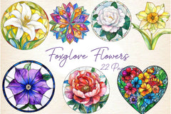 Stained Glass Spring Flowers Clipart Bundle - CraftNest - Digital Crafting and Art