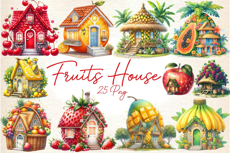 Fruit House Clipart Bundle - CraftNest - Digital Crafting and Art